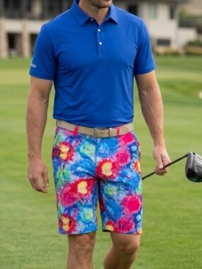 New HRESKI "Explosion of Colors" Golf Shorts sz 42